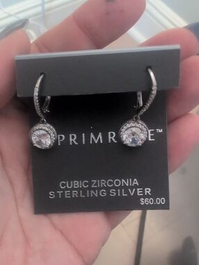 Primrose Sterling Silver Cubic Zirconia Drop Earrings in Silver